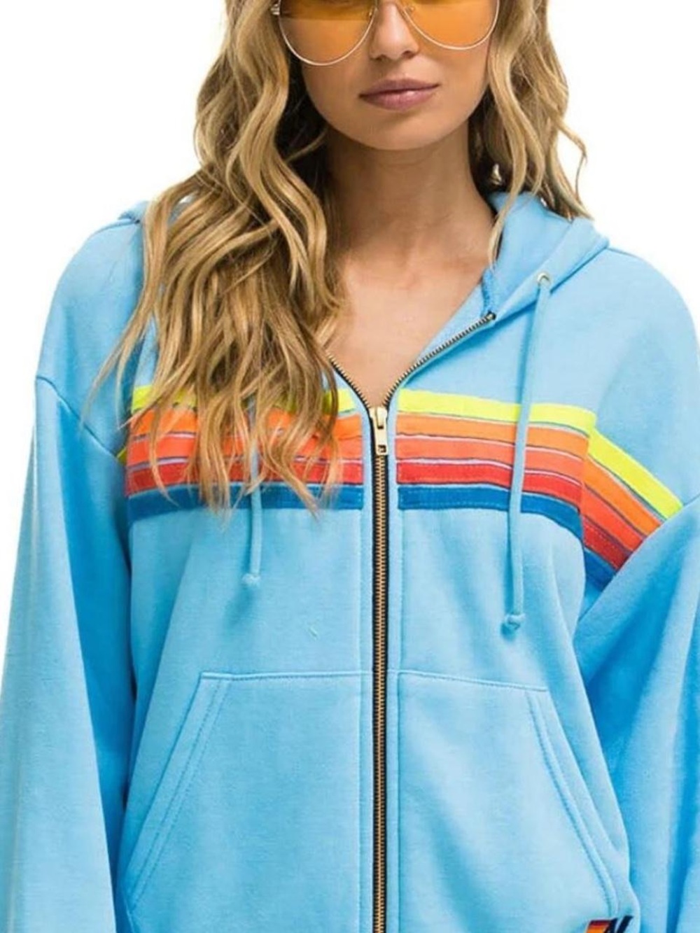 Aviator Nation 5 Stripe Zip Up Hoodie